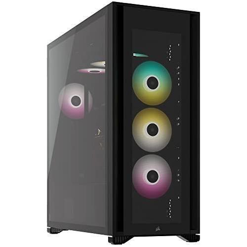 CORSAIR iCUE 7000X RGB Full-Tower ATX PC Case – Three Tempered Glass Panels – Spacious Interior – Easy Cable Management – 4x CORSAIR SP140 RGB ELITE Fans Included – Black