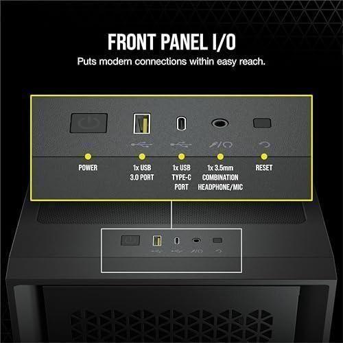 CORSAIR 4000D AIRFLOW Tempered Glass Mid-Tower ATX Case - High-Airflow - Cable Management System - Spacious Interior - Two Included 120 mm Fans - Black