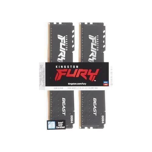 Kingston Fury Beast 32GB (2x16GB) 3600MT/s DDR4 CL18 Desktop Memory Kit of 2 KF436C18BBK2/32