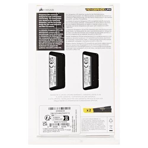Corsair VENGEANCE LPX 32GB (2 x 16GB) DDR4 DRAM 3600MHz C18 AMD Ryzen Memory Kit - Black