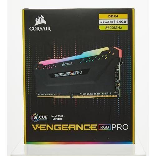 Corsair Vengeance RGB PRO 64GB (2x32GB) DDR4 3600 (PC4-28800) C18 Desktop Memory – Black,CMW64GX4M2D3600C18