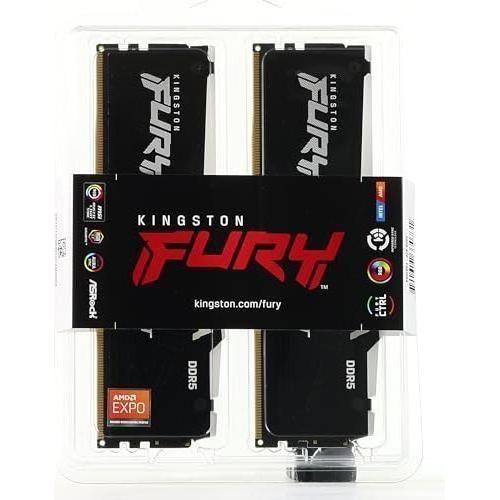 Kingston Fury Beast RGB 32GB (2x16GB) 6000MT/s DDR5 CL36 Desktop Memory Kit of 2 | Infrared Sync Technology | AMD Expo | Plug N Play | KF560C36BBEAK2-32