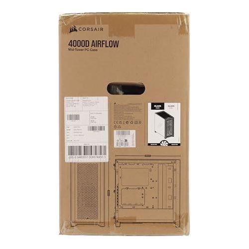 CORSAIR 4000D AIRFLOW Tempered Glass Mid-Tower ATX Case - High-Airflow - Cable Management System - Spacious Interior - Two Included 120 mm Fans - Black