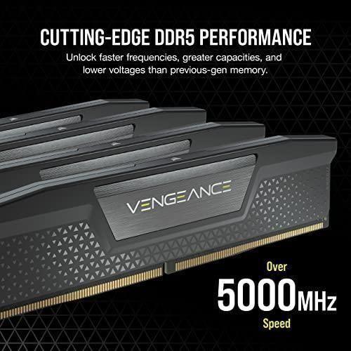 CORSAIR Vengeance DDR5 RAM 32GB (2x16GB) 6000MHz CL30 Intel XMP iCUE Compatible Computer Memory - Black (CMK32GX5M2B6000C30)