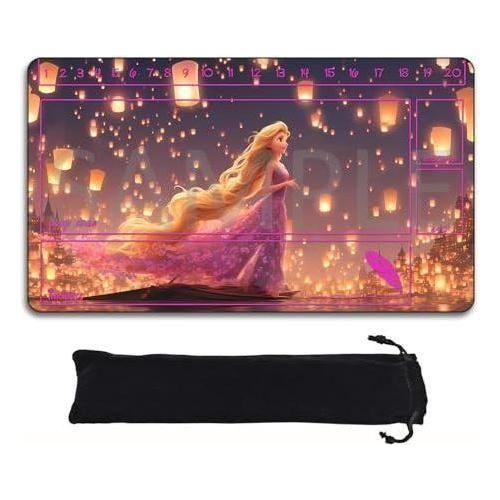 Lorcana Playmats Compatible TCG 24x14 Inches Gaming Mat, Non-Slip Rubber with Zones Play Mat and Free Storage Bag(DIS23)
