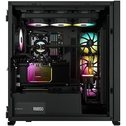 CORSAIR iCUE 7000X RGB Full-Tower ATX PC Case – Three Tempered Glass Panels – Spacious Interior – Easy Cable Management – 4x CORSAIR SP140 RGB ELITE Fans Included – Black