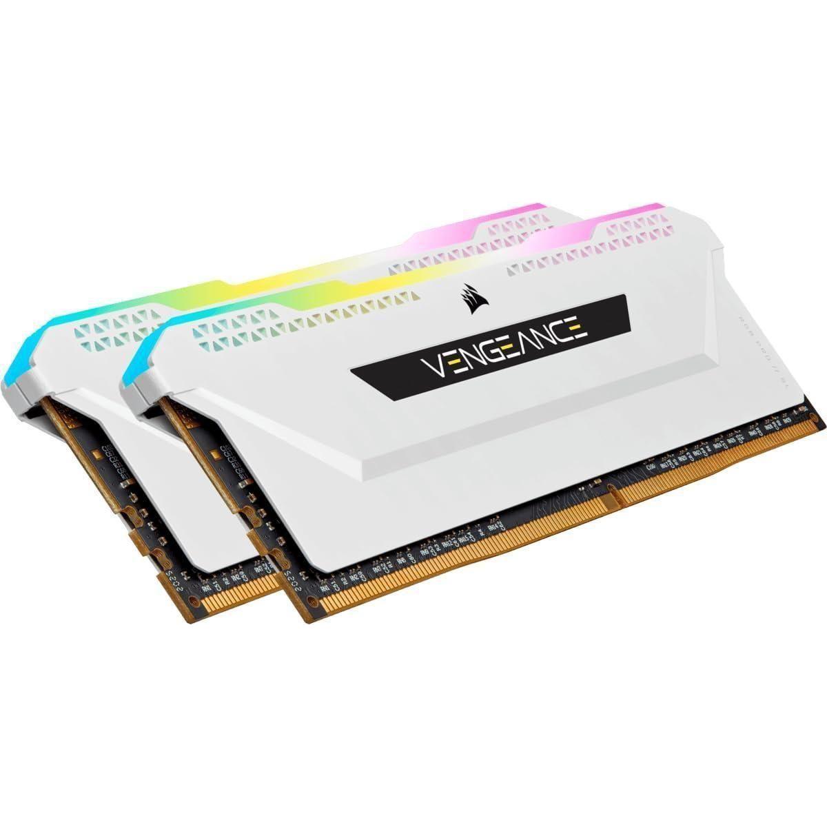 Corsair VENGEANCE RGB PRO SL DDR4 32GB (2x16GB) 3600MHz CL18 Intel XMP 2.0 AMD Ryzen iCUE Compatible Computer Memory - White (CMH32GX4M2D3600C18W)