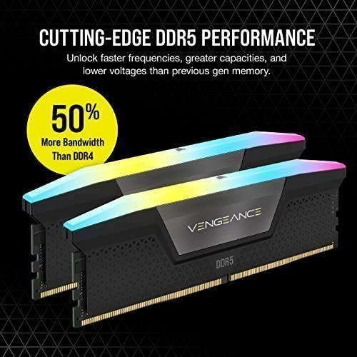 CORSAIR VENGEANCE RGB DDR5 RAM 32GB (2x16GB) 6000MHz CL30 AMD EXPO iCUE Compatible Computer Memory - Gray (CMH32GX5M2B6000Z30K)
