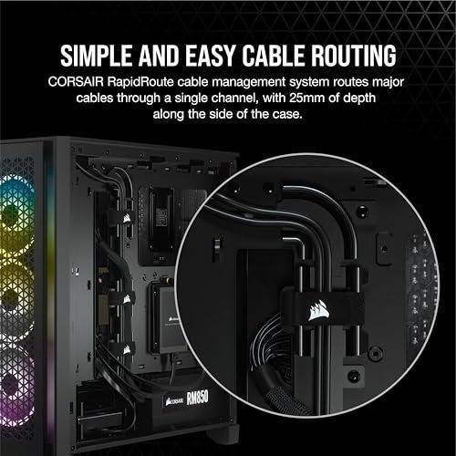 CORSAIR 4000D AIRFLOW Tempered Glass Mid-Tower ATX Case - High-Airflow - Cable Management System - Spacious Interior - Two Included 120 mm Fans - Black