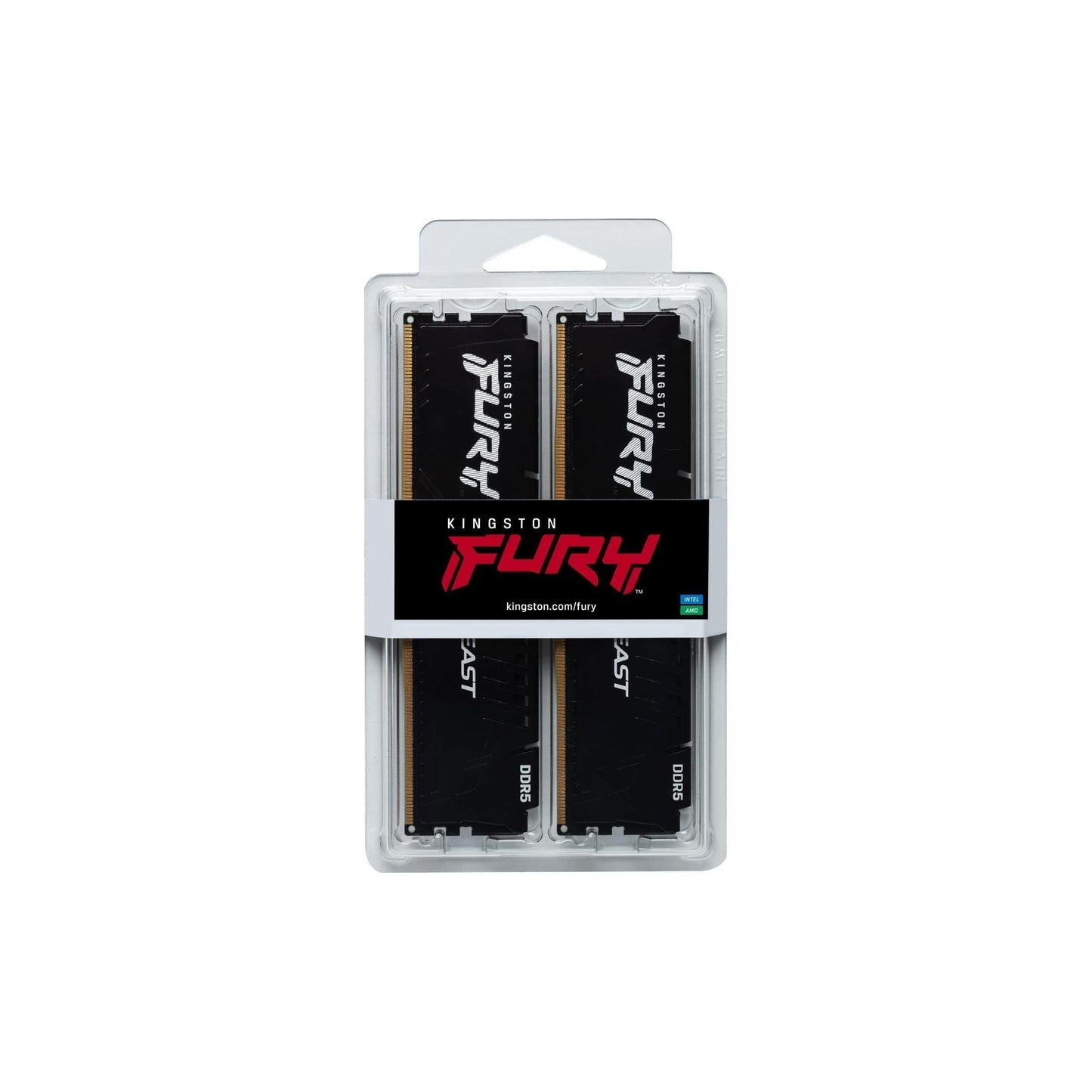 Kingston FURY Beast Black 16GB 5200MT/s DDR5 CL40 XMP 3.0 Ready Computer Memory (Kit of 2) KF552C40BBK2-16