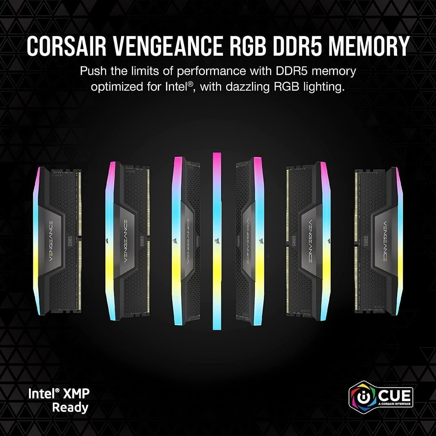 CORSAIR VENGEANCE RGB DDR5 RAM 32GB (2x16GB) 6400MHz CL36 Intel XMP iCUE Compatible Computer Memory - Black (CMH32GX5M2B6400C36)