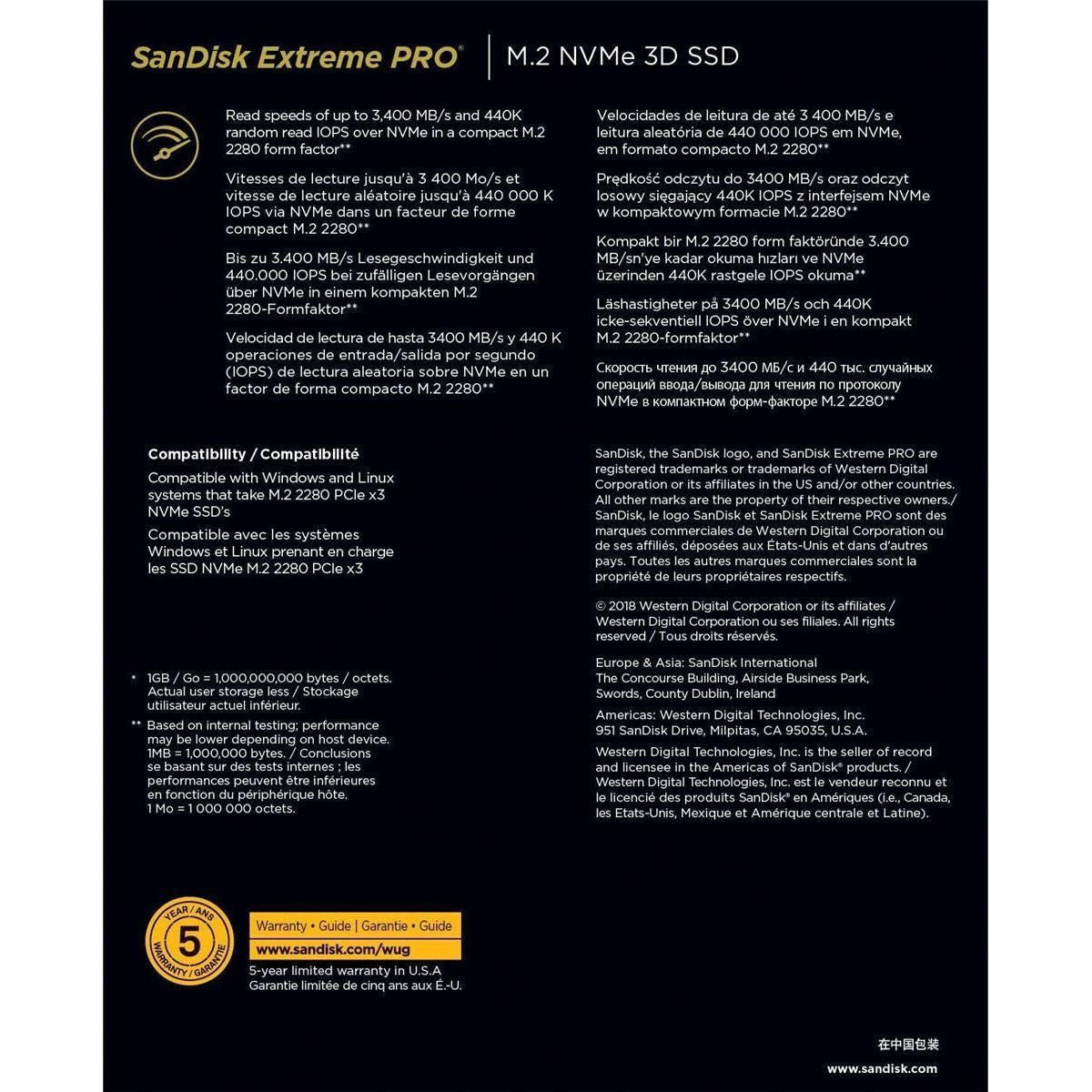 SanDisk Extreme PRO M.2 NVMe 3D SSD - 500GB