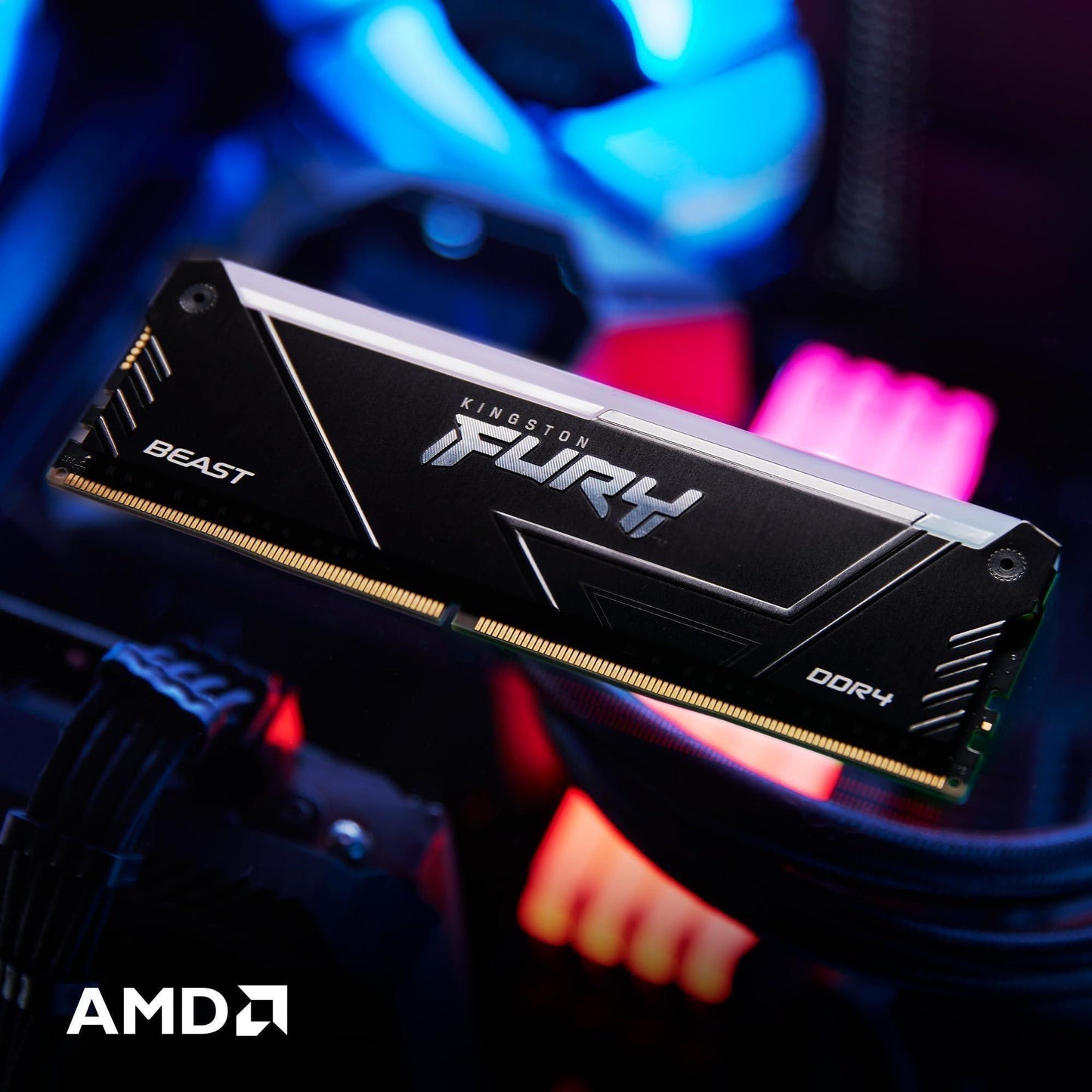 Kingston FURY Beast 32GB (2x16GB) 3200MT/s DDR4 CL16 Desktop Memory Kit of 2 | Intel XMP | AMD Ryzen | Plug n Play | RGB Infrared Syncing | KF432C16BB2AK2/32