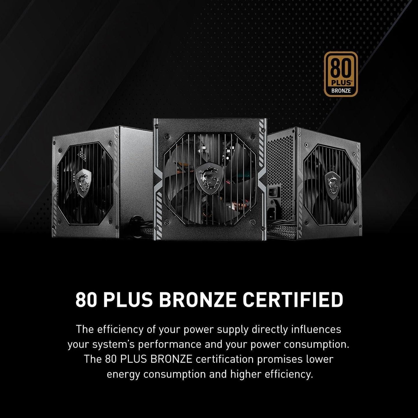 MSI MAG A550BN Gaming Power Supply - 80 Plus Bronze Certified 550W - Compact Size - ATX PSU