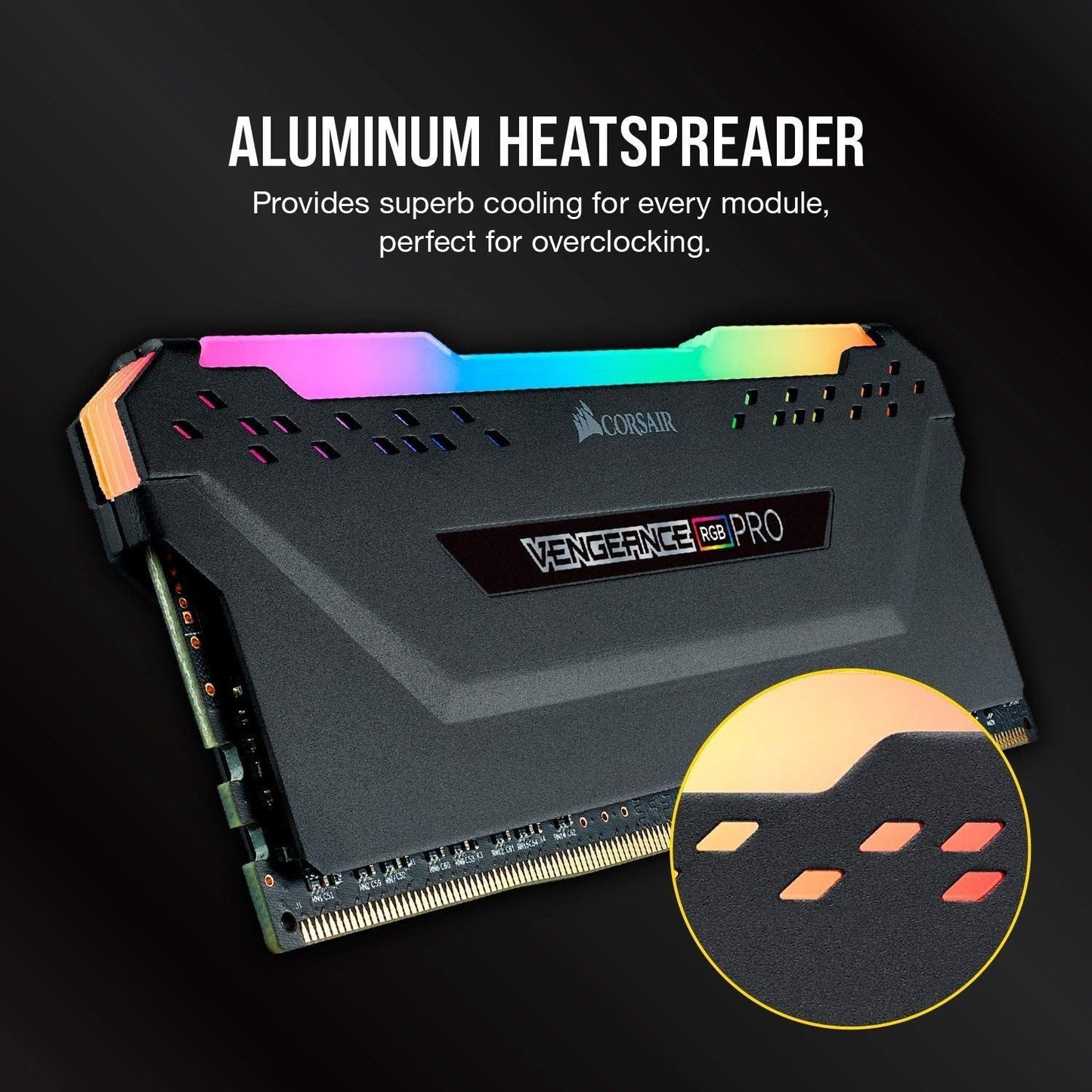 Corsair VENGEANCE RGB PRO DDR4 32GB (2x16GB) 3200MHz CL16 Intel XMP 2.0 iCUE Compatible Computer Memory - Black (CMW32GX4M2E3200C16)
