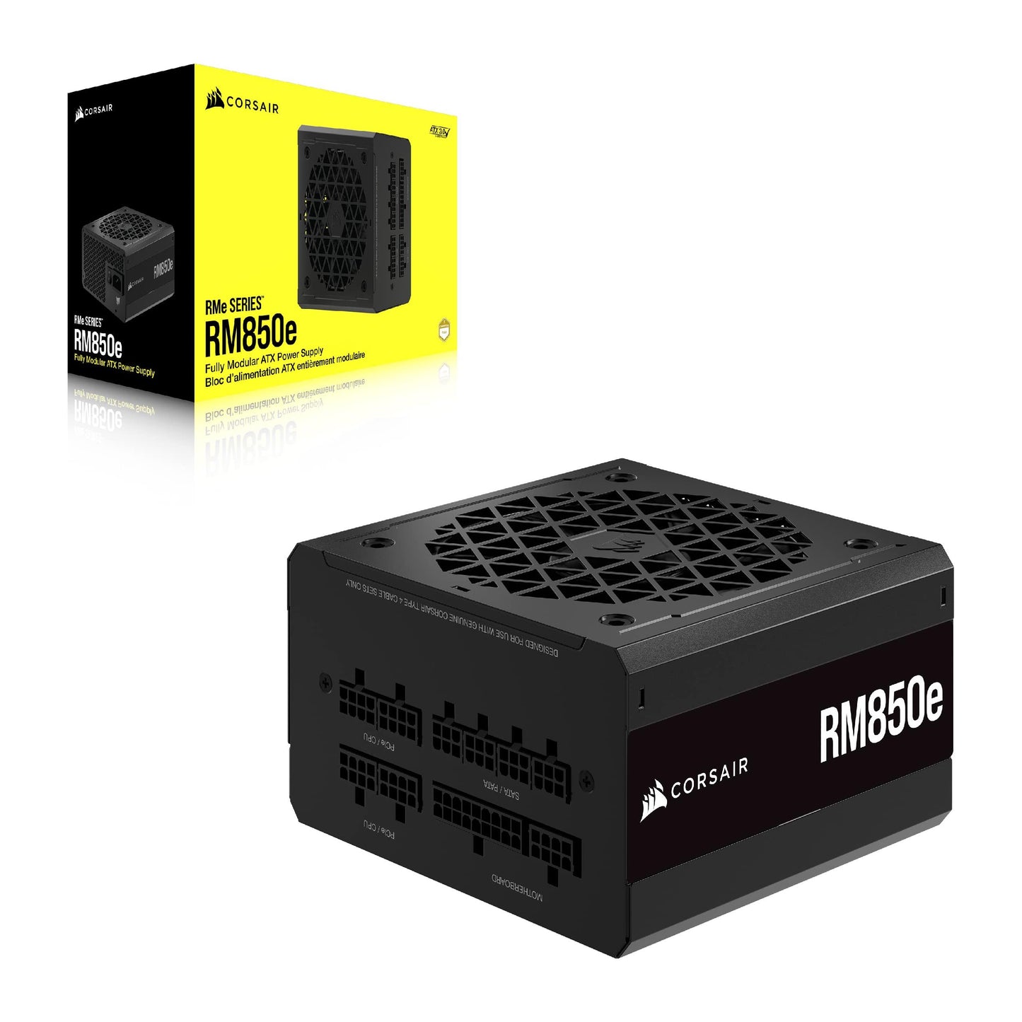 Corsair RM850e (2023) Fully Modular Low-Noise Power Supply - ATX 3.0 & PCIe 5.0 Compliant - 105°C-Rated Capacitors - 80 Plus Gold Efficiency - Modern Standby Support - Black (Renewed)