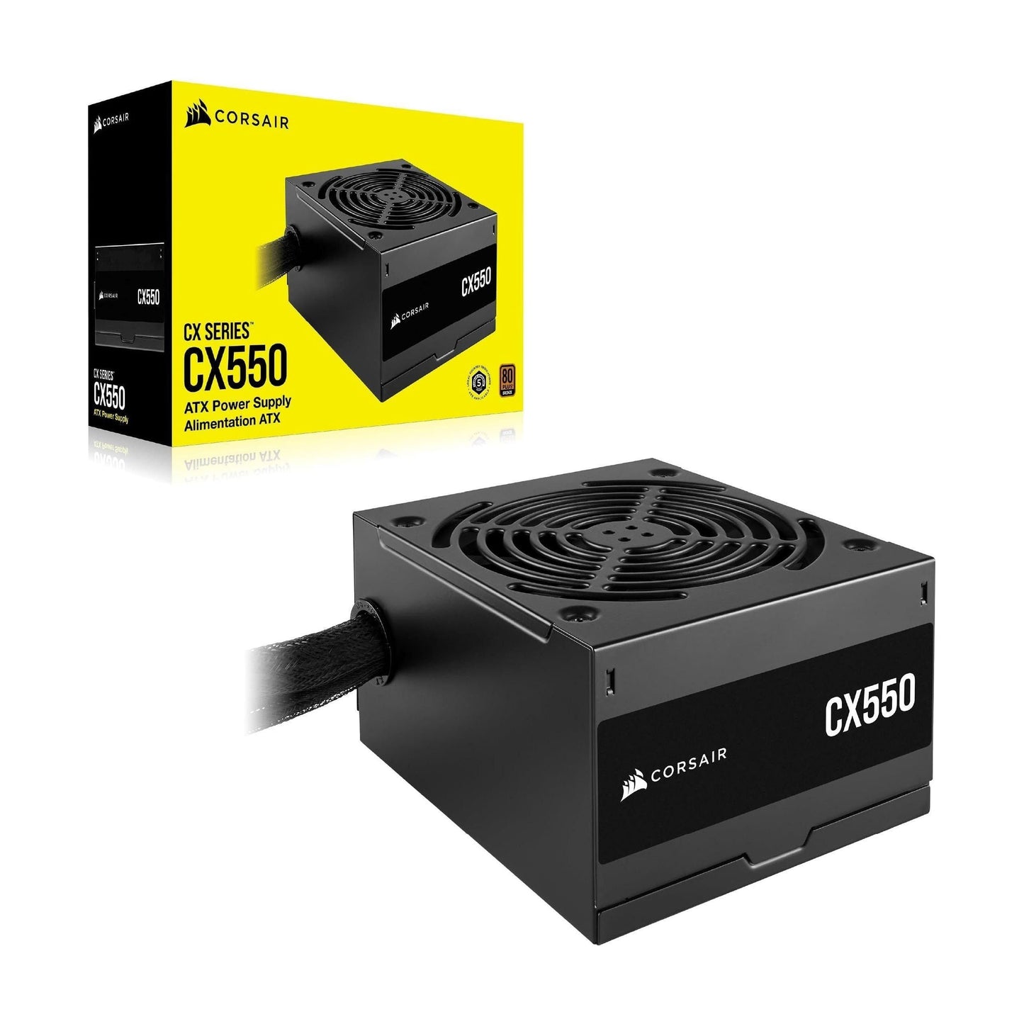 CORSAIR CX550 80 Plus Bronze Non Modular Low-Noise ATX 550 Watt Power Supply - NA - Black
