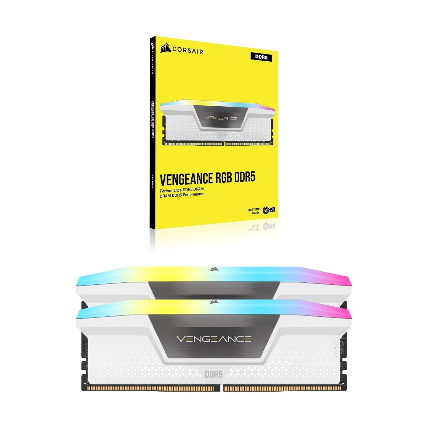 CORSAIR VENGEANCE RGB DDR5 RAM 32GB (2x16GB) 6000MHz CL36 Intel XMP iCUE Compatible Computer Memory - White (CMH32GX5M2D6000C36W)