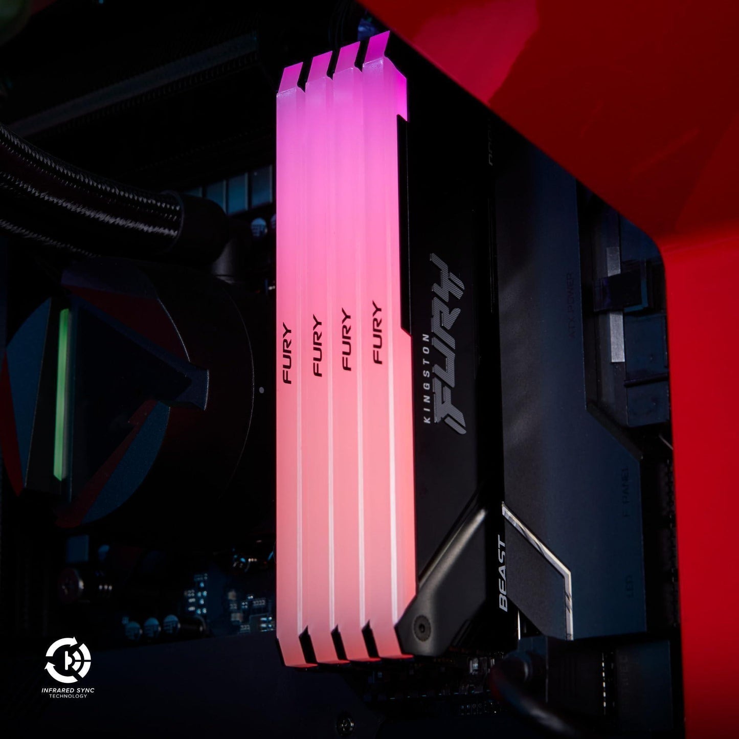 Kingston FURY Beast 32GB (2x16GB) 3200MT/s DDR4 CL16 Desktop Memory Kit of 2 | Intel XMP | AMD Ryzen | Plug n Play | RGB Infrared Syncing | KF432C16BB2AK2/32
