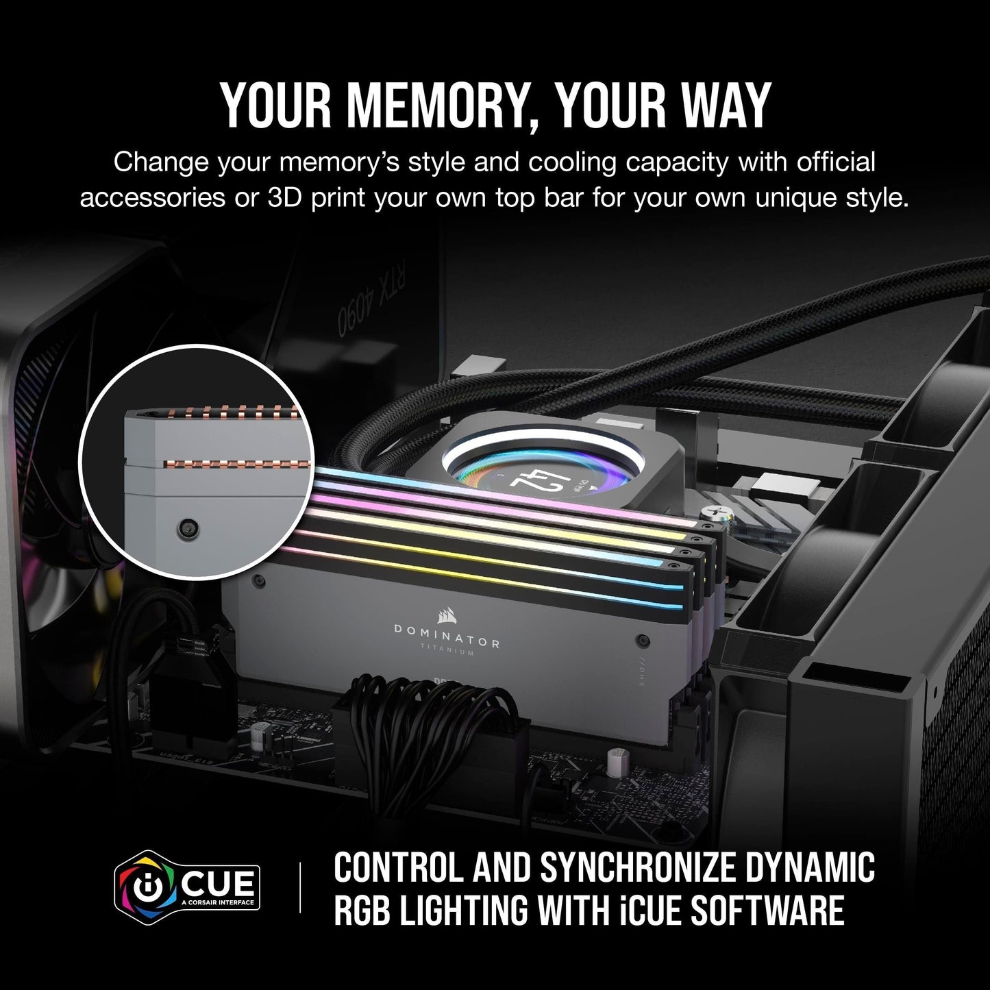 CORSAIR DOMINATOR TITANIUM RGB DDR5 RAM 64GB (2x32GB) DDR5 6000MHz CL30 AMD EXPO iCUE Compatible Computer Memory - Gray (CMP64GX5M2B6000Z30)