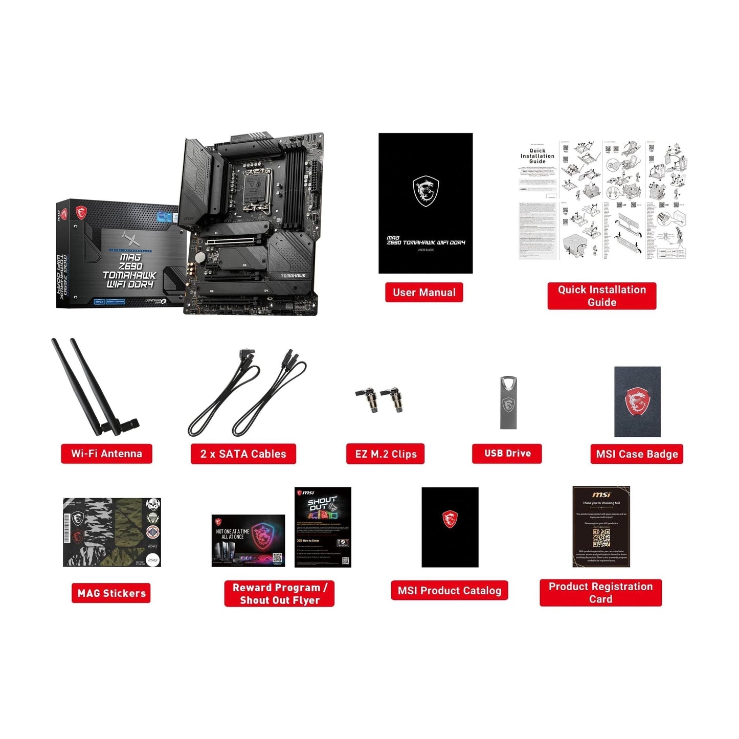 MSI MAG Z690 Tomahawk WiFi DDR4 Computer Gaming Motherboard (ATX, 12th Gen Intel Core, LGA 1700 Socket, DDR4, PCIe 4, CFX, M.2 Slots, Wi-Fi 6E, Lightning USB 20G) Intel PC Motherboards (Renewed)