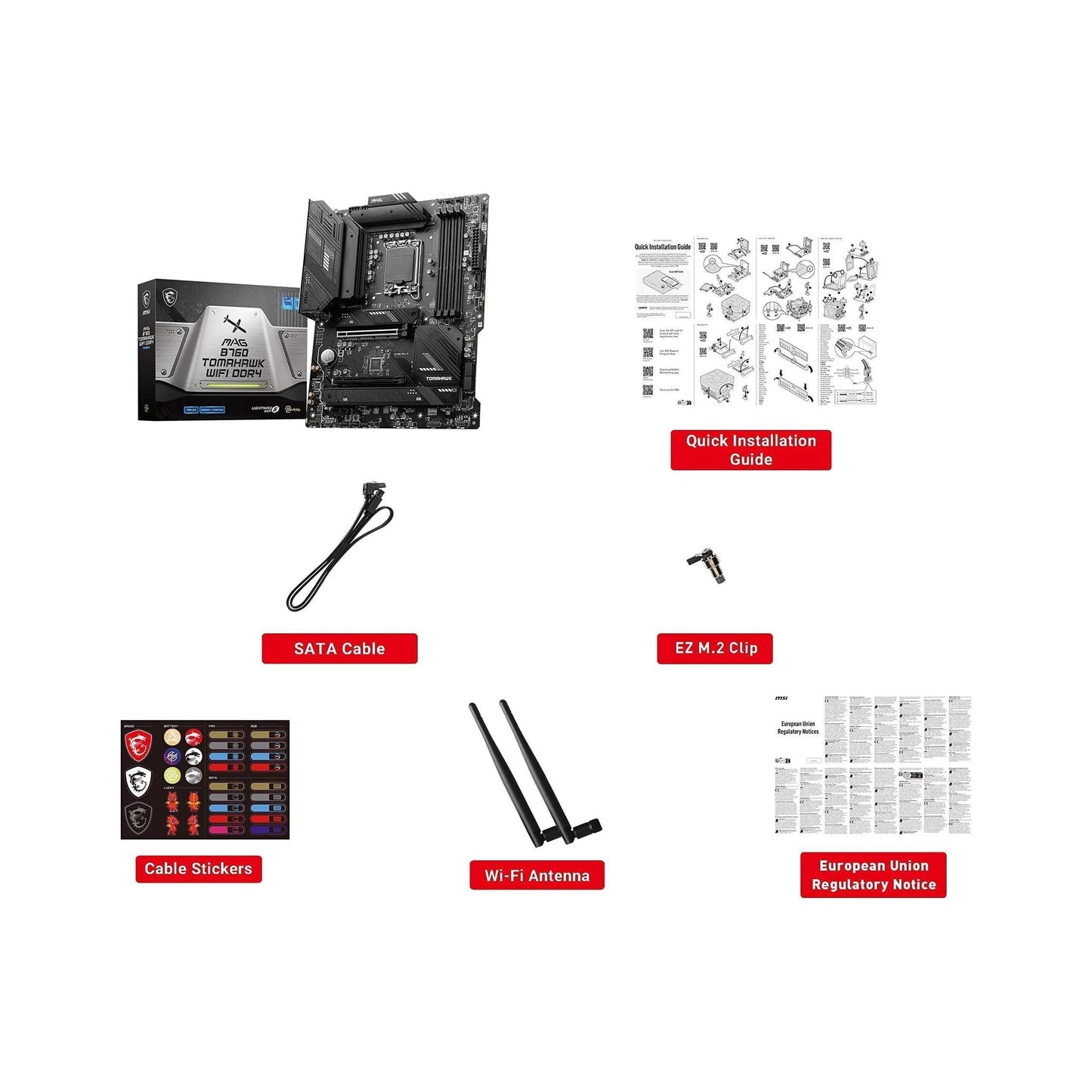 MSI MAG B760 Tomahawk WiFi DDR4 Gaming Motherboard (Supports 12th/13th/14th Gen Intel Processors, LGA 1700, DDR4, PCIe 5.0, M.2, 2.5Gbps LAN, USB 3.2 Gen2, HDMI/DP, Wi-Fi 6E, Bluetooth 5.3, ATX)