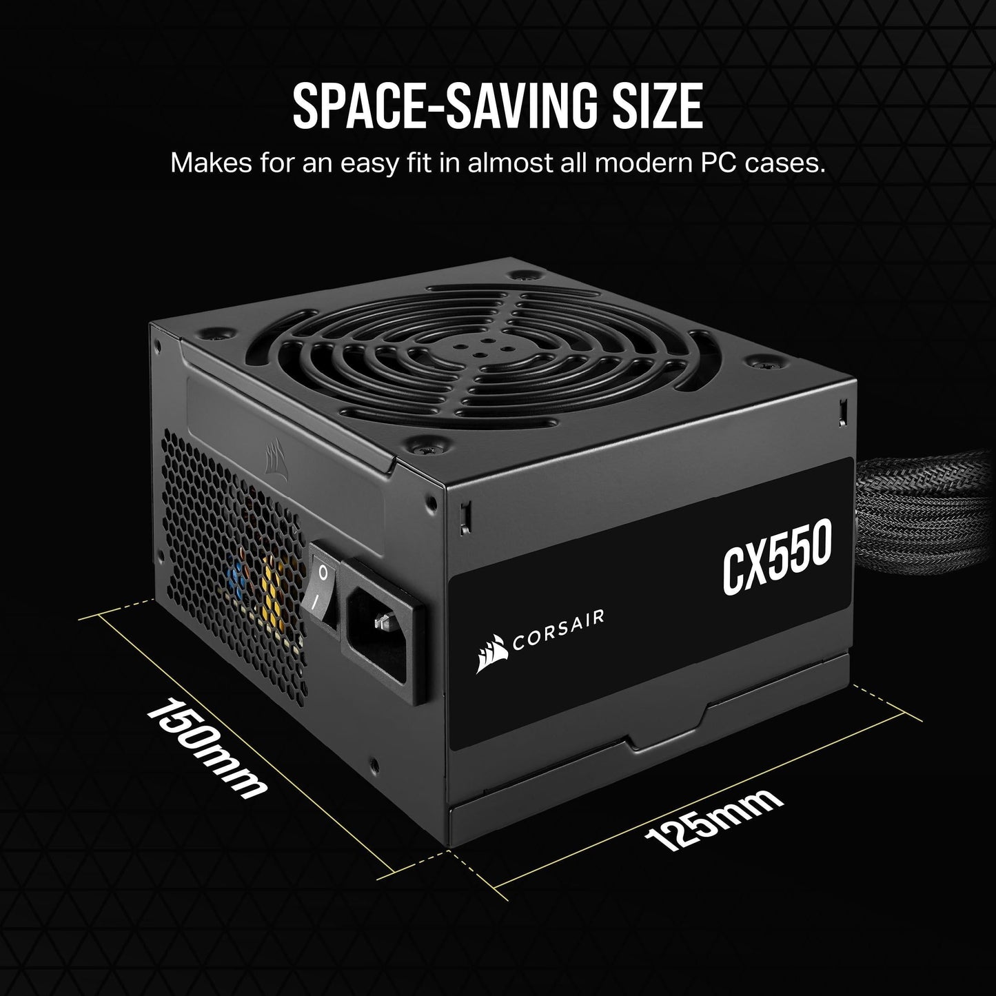 CORSAIR CX550 80 Plus Bronze Non Modular Low-Noise ATX 550 Watt Power Supply - NA - Black