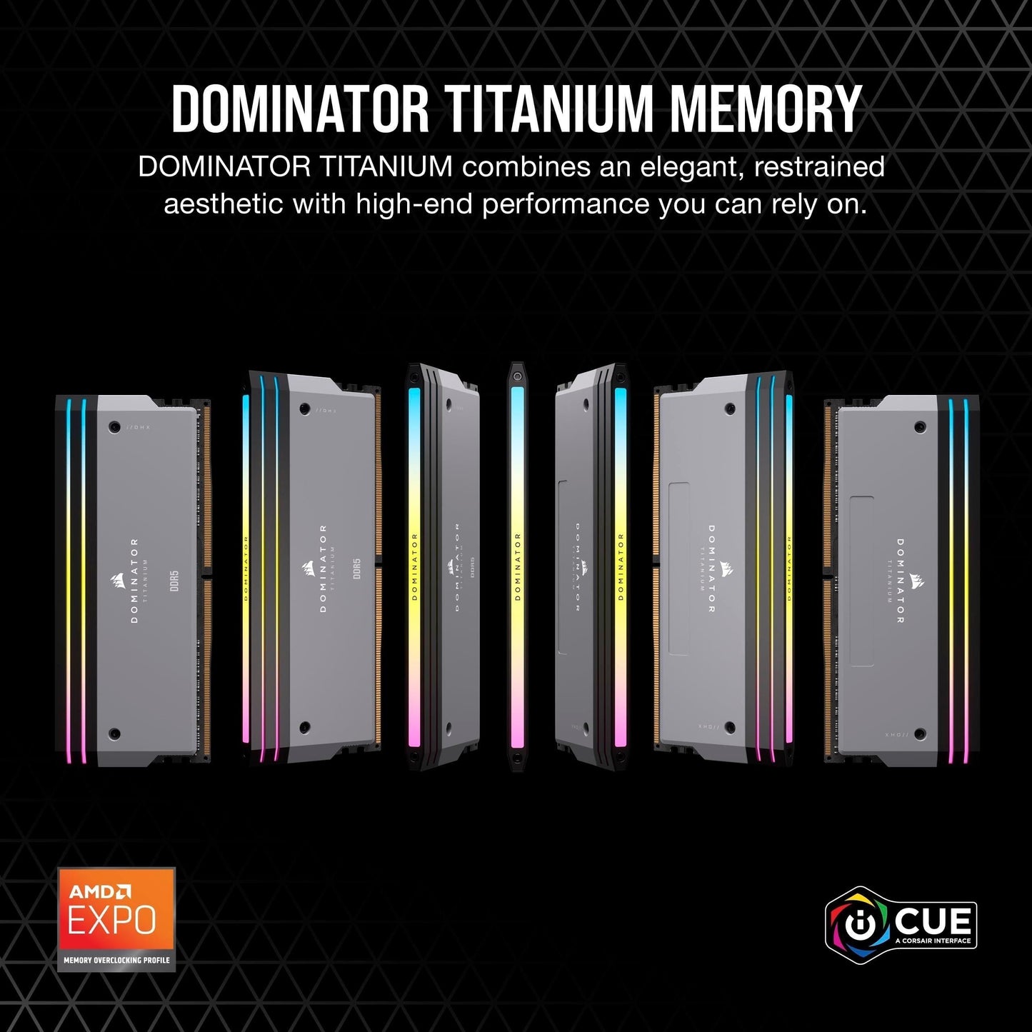 CORSAIR DOMINATOR TITANIUM RGB DDR5 RAM 64GB (2x32GB) DDR5 6000MHz CL30 AMD EXPO iCUE Compatible Computer Memory - Gray (CMP64GX5M2B6000Z30)
