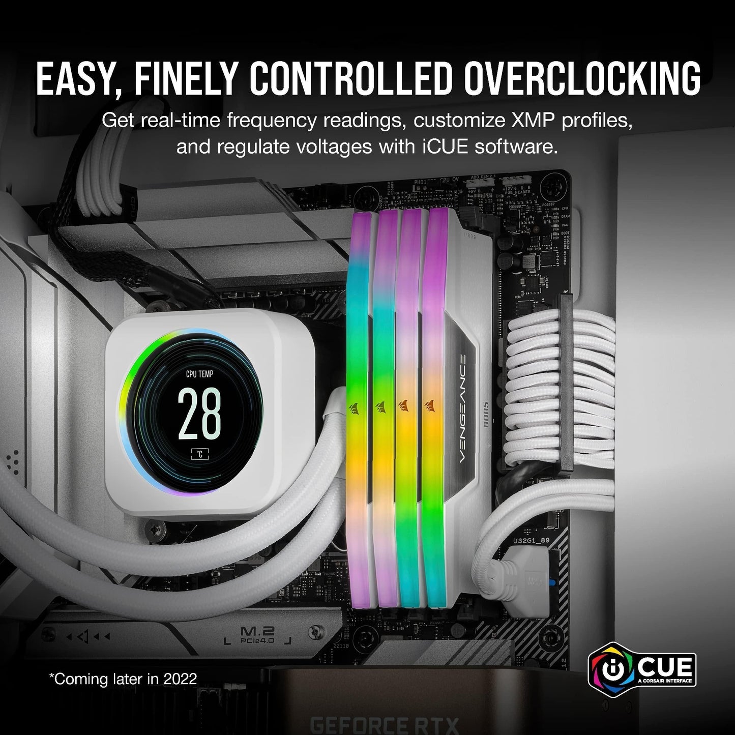 CORSAIR VENGEANCE RGB DDR5 RAM 32GB (2x16GB) 6000MHz CL36 Intel XMP iCUE Compatible Computer Memory - White (CMH32GX5M2D6000C36W)