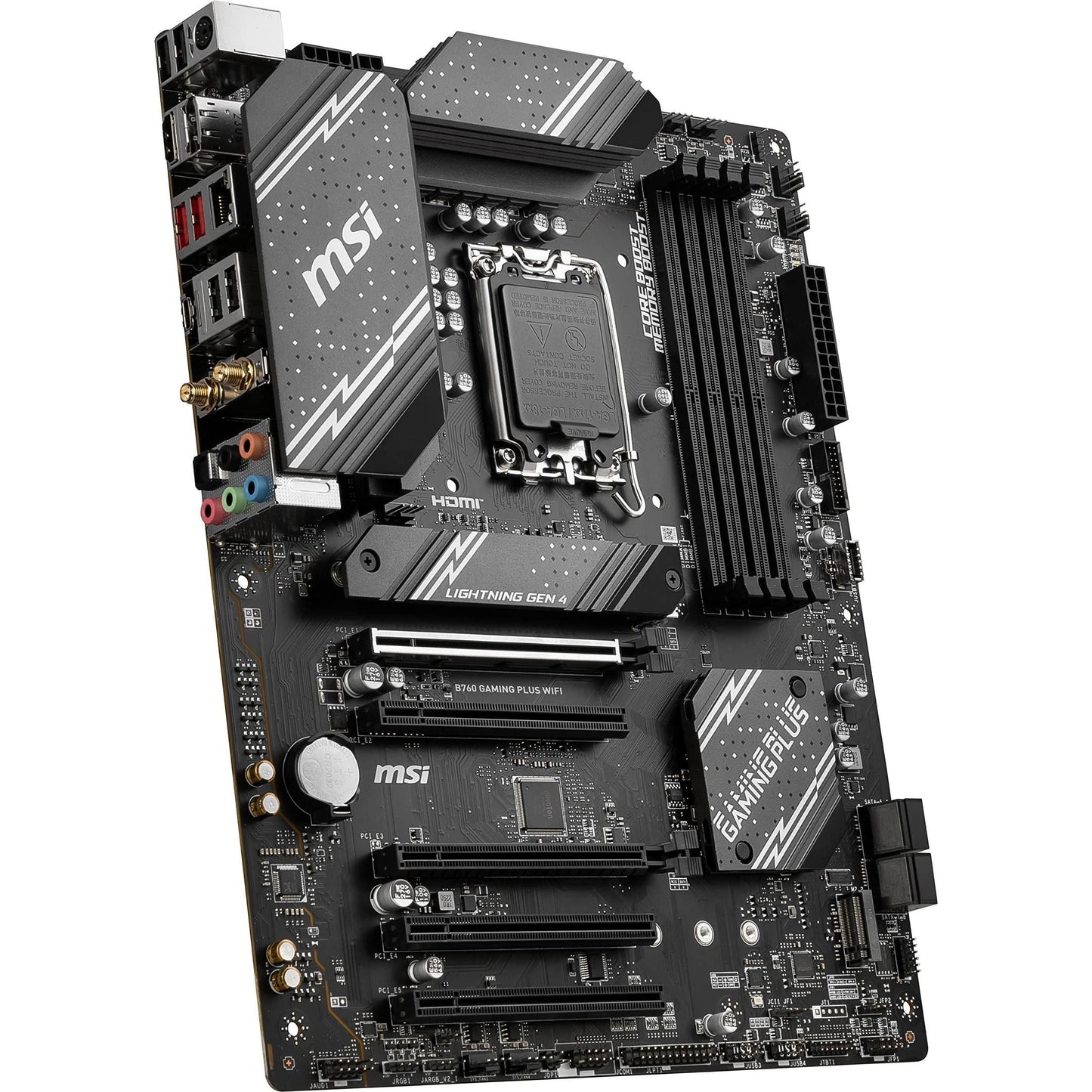MSI B760 Gaming Plus WiFi Gaming Motherboard (Supports 12th/13th/14th Gen Intel Processors, LGA 1700, DDR5, PCIe 4.0, M.2, 2.5Gbps LAN, USB 3.2 Gen2, HDMI/DP, Wi-Fi 6E, Bluetooth 5.3, ATX)