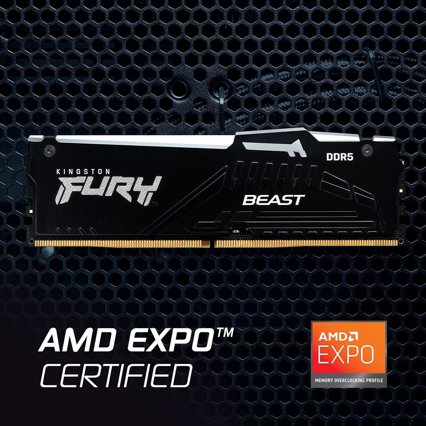 Kingston Fury Beast RGB 32GB (2x16GB) 6000MT/s DDR5 CL36 Desktop Memory Kit of 2 | Infrared Sync Technology | AMD Expo | Plug N Play | KF560C36BBEAK2-32