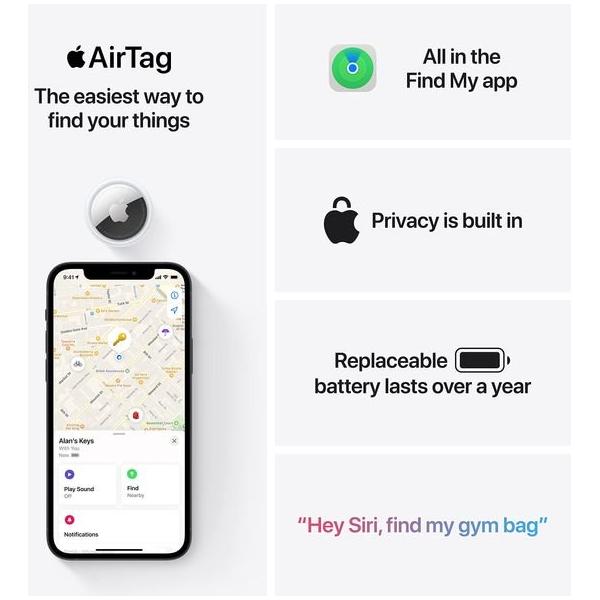 Apple AirTag 4 Pack....Keep track of and find your items alongside friends and devices in the Find My app - Select Tronix