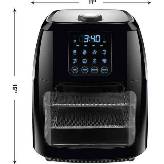 Chefman 6.3-Qt 4-In-1 Digital Air Fryer+, Rotisserie, Dehydrator, Convection Oven, XL Family Size, 8 Touch Screen Presets, BPA-Free, Auto Shutoff, Accessories Included, Black - Select Tronix