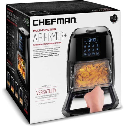 Chefman 6.3-Qt 4-In-1 Digital Air Fryer+, Rotisserie, Dehydrator, Convection Oven, XL Family Size, 8 Touch Screen Presets, BPA-Free, Auto Shutoff, Accessories Included, Black - Select Tronix