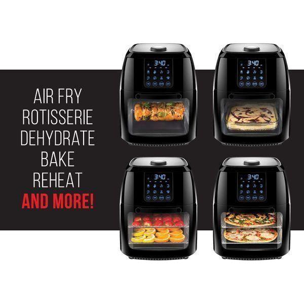 Chefman 6.3-Qt 4-In-1 Digital Air Fryer+, Rotisserie, Dehydrator, Convection Oven, XL Family Size, 8 Touch Screen Presets, BPA-Free, Auto Shutoff, Accessories Included, Black - Select Tronix