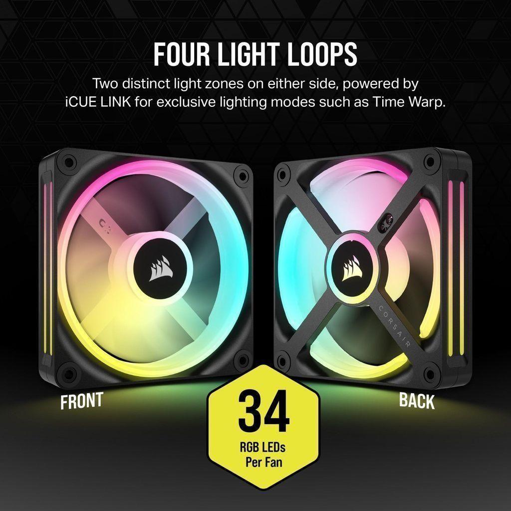Corsair iCUE LINK QX120 RGB 120mm Magnetic Dome RGB Fans - Triple Fan Starter Kit with iCUE LINK System Hub - Black - Select Tronix