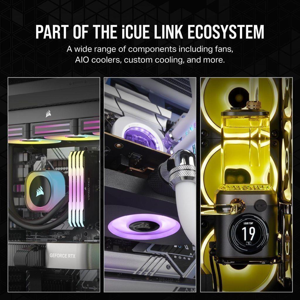 Corsair iCUE LINK QX120 RGB 120mm Magnetic Dome RGB Fans - Triple Fan Starter Kit with iCUE LINK System Hub - Black - Select Tronix