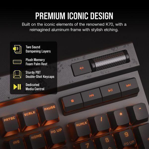 CORSAIR K70 MAX RGB Magnetic-Mechanical Wired Gaming Keyboard - Adjustable Actuation MGX Switches - Rapid Trigger Mode - PBT Double-Shot Keycaps - iCUE Compatible - QWERTY NA Layout - Black - Select Tronix