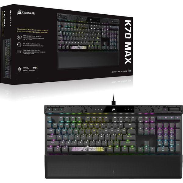 CORSAIR K70 MAX RGB Magnetic-Mechanical Wired Gaming Keyboard - Adjustable Actuation MGX Switches - Rapid Trigger Mode - PBT Double-Shot Keycaps - iCUE Compatible - QWERTY NA Layout - Black - Select Tronix