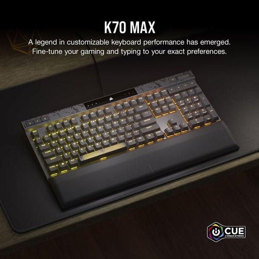 CORSAIR K70 MAX RGB Magnetic-Mechanical Wired Gaming Keyboard - Adjustable Actuation MGX Switches - Rapid Trigger Mode - PBT Double-Shot Keycaps - iCUE Compatible - QWERTY NA Layout - Black - Select Tronix