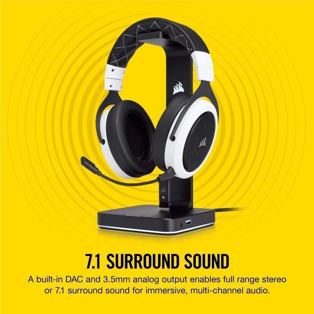 Corsair ST100 RGB Premium Headset Stand with 7.1 Surround Sound - 3.5mm and 2xUSB 3.0,Aluminum - Select Tronix
