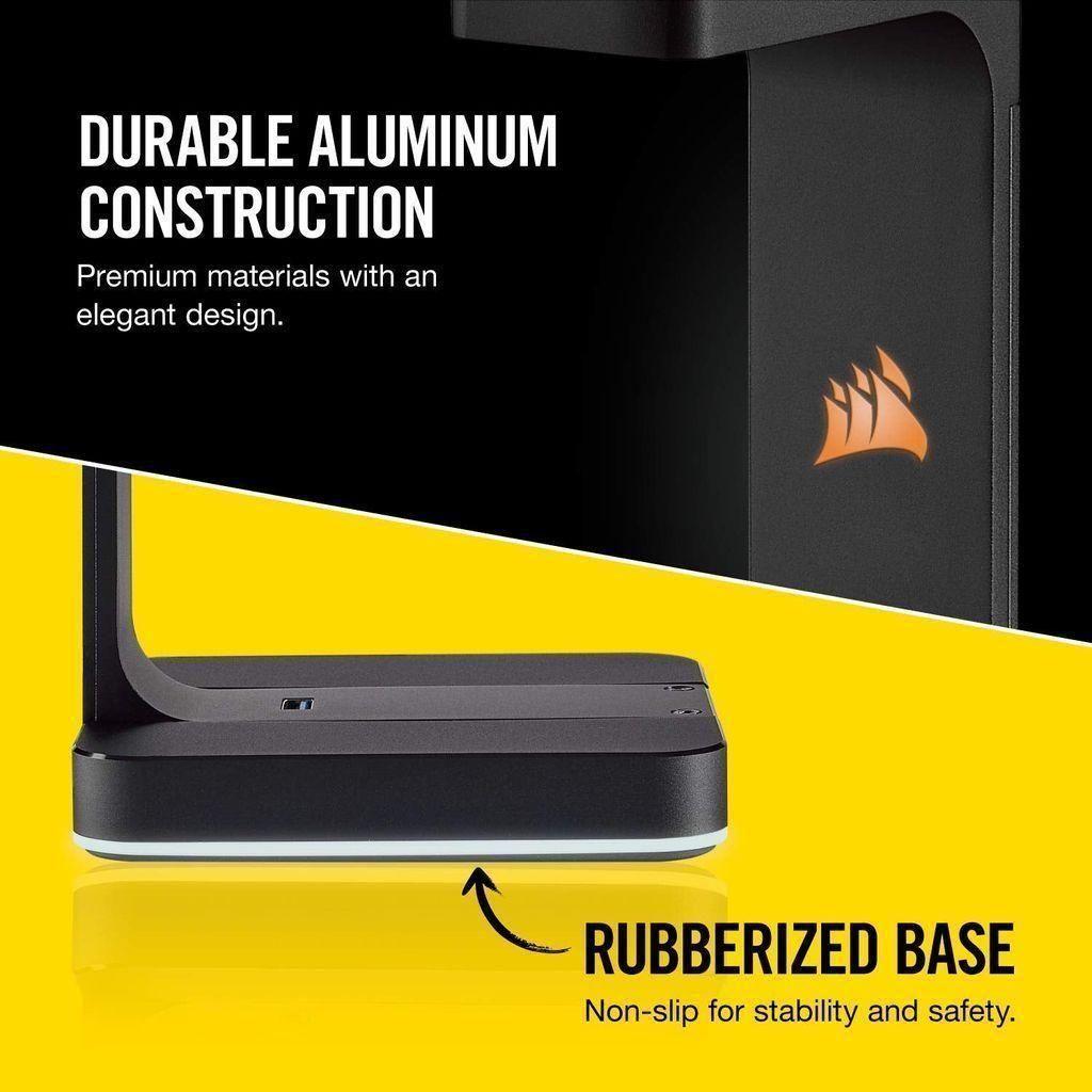 Corsair ST100 RGB Premium Headset Stand with 7.1 Surround Sound - 3.5mm and 2xUSB 3.0,Aluminum - Select Tronix