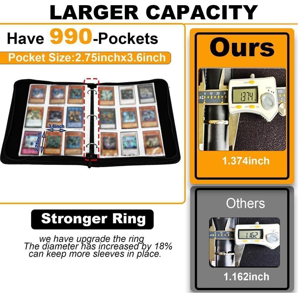 KarlyPro Premium Binder Compatible with Lorcana Cards 990 Pockets Collectible Card Holder for Sports Cards and other TCG Trading Cards with 55 Sleeves. - Select Tronix