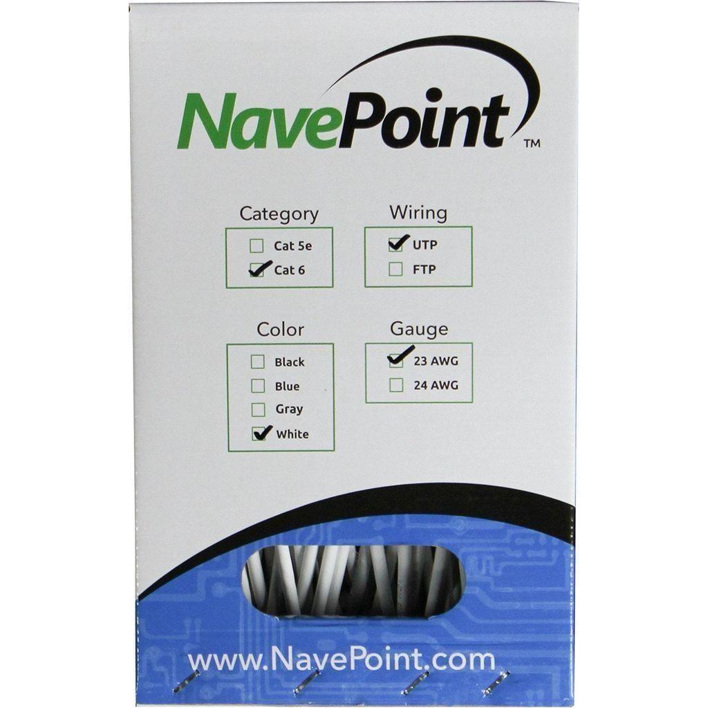 NavePoint Cat6 (CCA), 500ft, White, Solid Bulk Ethernet Cable, 550MHz, 23AWG 4 Pair, Unshielded Twisted Pair (UTP) - Select Tronix