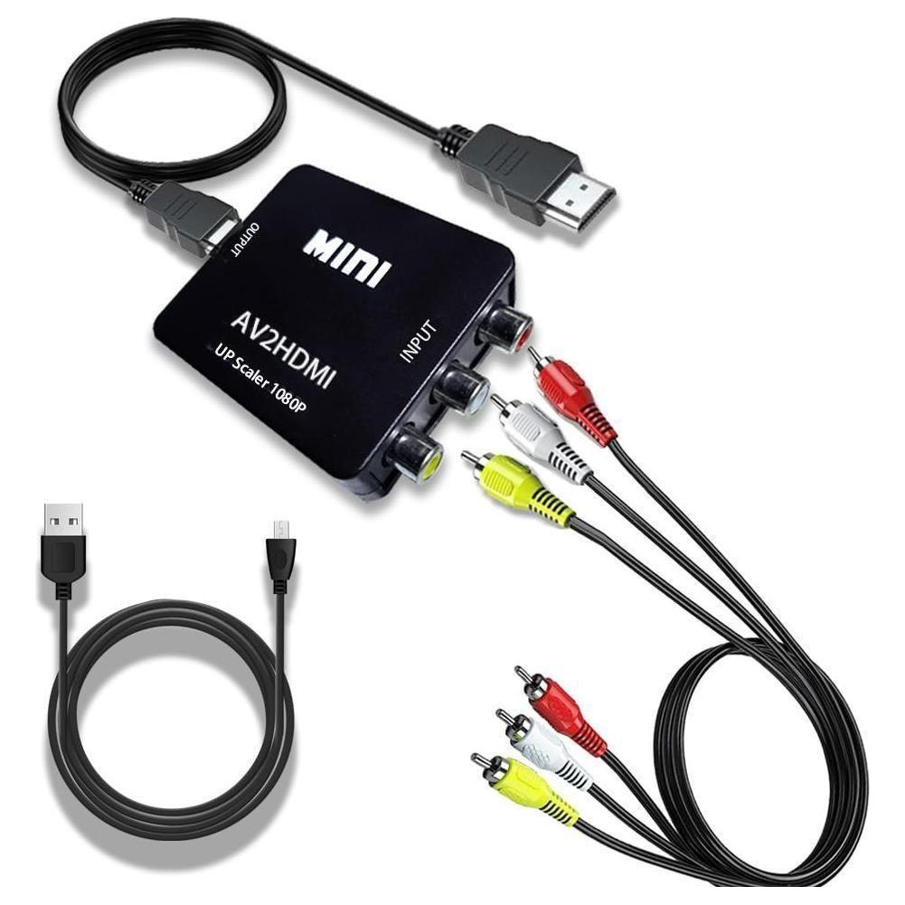 PUTELTAL RCA to HDMI Converter, AV to HDMI Converter Pack Set, 1080P RCA Composite CVBS Video Audio Converter Adapter for Wii PAL/NTSC/DVD Players/TV/PC/ PS3/ STB/Xbox VHS/VCR & More - Select Tronix