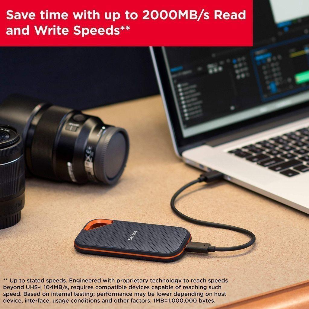 SanDisk 1TB Extreme PRO Portable SSD - Up to 2000MB/s - USB-C, USB 3.2 Gen 2x2, IP65 Water and Dust Resistance, Updated Firmware - External Solid State Drive - SDSSDE81-1T00-G25 - Select Tronix