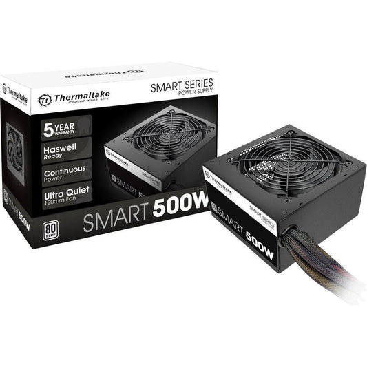 Thermaltake Smart 500W 80+ White Certified PSU, Continuous Power with 120mm Ultra Quiet Cooling Fan, ATX 12V V2.3/EPS 12V Active PFC Power Supply PS-SPD-0500NPCWUS-W - Select Tronix