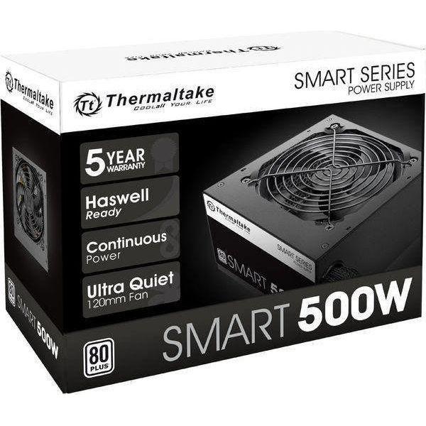 Thermaltake Smart 500W 80+ White Certified PSU, Continuous Power with 120mm Ultra Quiet Cooling Fan, ATX 12V V2.3/EPS 12V Active PFC Power Supply PS-SPD-0500NPCWUS-W - Select Tronix