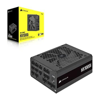 Corsair HX1000i Fully Modular Ultra-Low Noise ATX Power Supply - ATX 3.0 & PCIe 5.0 Compliant - Fluid Dynamic Bearing Fan - CORSAIR iCUE Software Compatible - 80 Plus Platinum Efficiency - Black