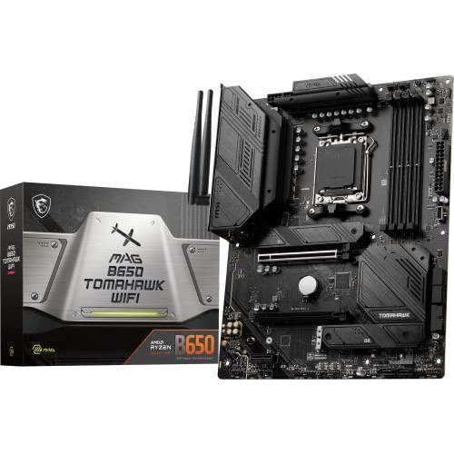 MSI MAG B650 Tomahawk WiFi Gaming Motherboard (AMD Ryzen 8000/7000, AM5, DDR5, PCIe 4.0, M.2, SATA 6Gb/s, USB 3.2 Gen 2, HDMI/DP, Wi-Fi 6E, Bluetooth 5.3, 2.5Gbps LAN, ATX)